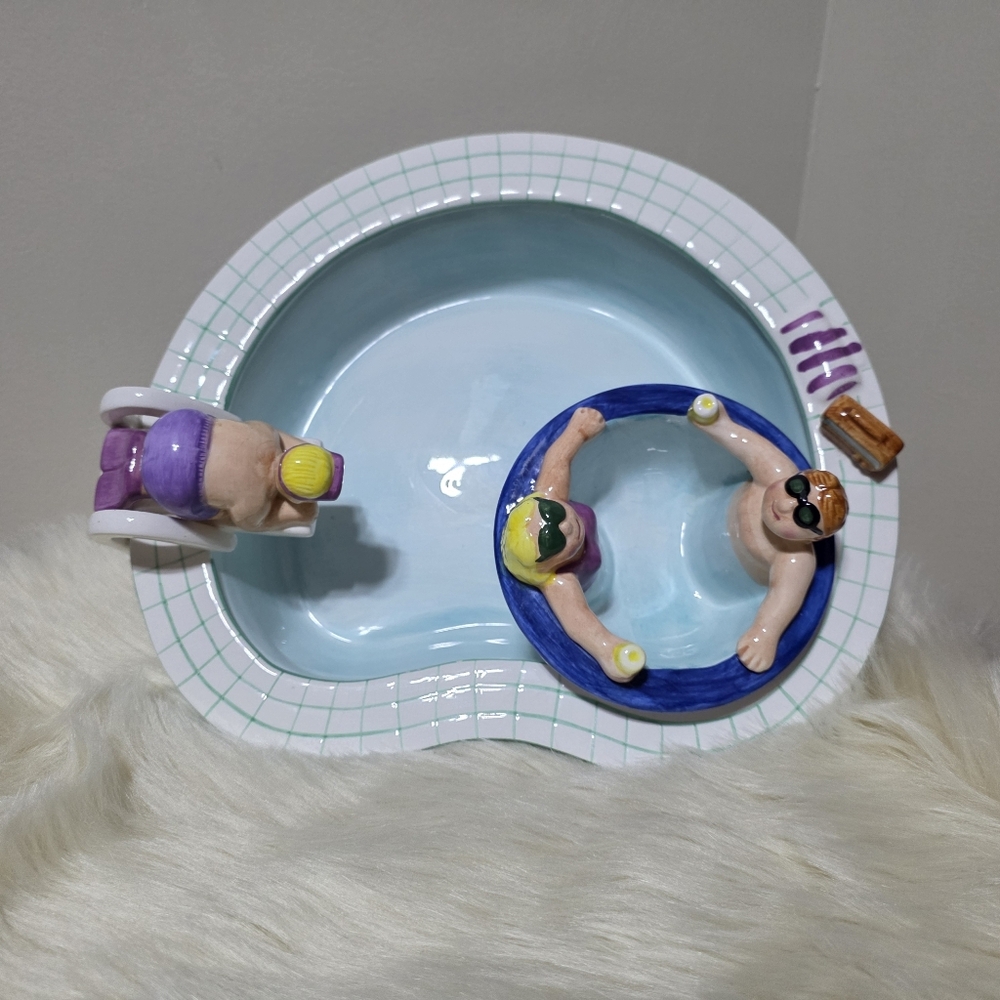 Lotus 1995 Chip and Salsa Take a Dip Bowl Swimming Pool Hot Tub Party Ceramic